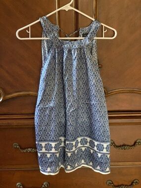 The Limited Blue and White Printed Halter Dress for Girls